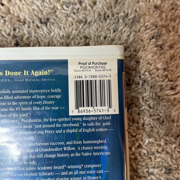 Walt Disney Masterpiece Pocahontas VHS Tape - Picture 5 of 8